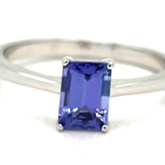 18K Tanzanite Jewelry - 18k Tanzanite Vibrant Bue Lavender Solitaire Engagement White Gold Ring